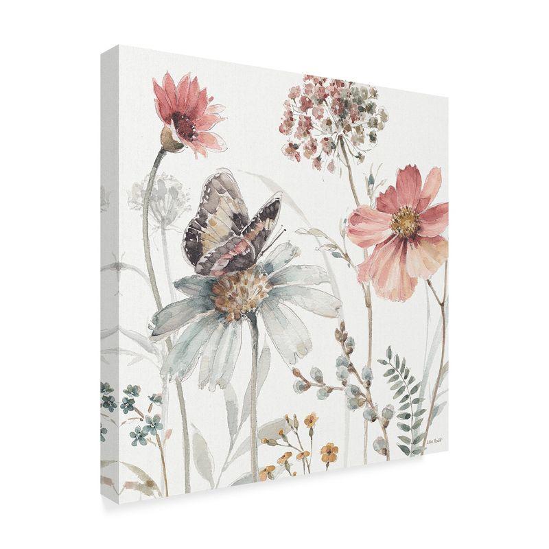 Floral Butterfly and Flowers Canvas Print in Pastel Colors