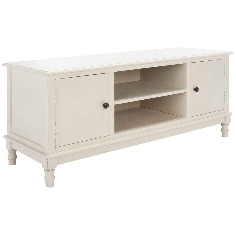 Countryside Charm Distressed White 53" Media Stand with Cabinet