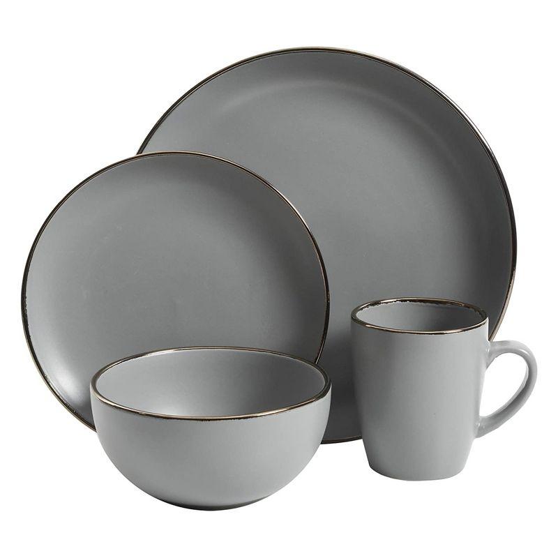 Gibson Home Rockaway Gold 16-Piece Dinnerware Set - Matte Gray