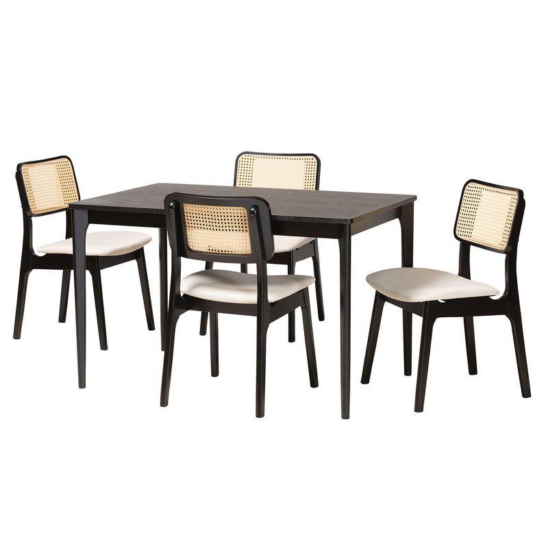 Baxton Studio Dannon Mid-Century Modern Wood 5-Piece Dining Set