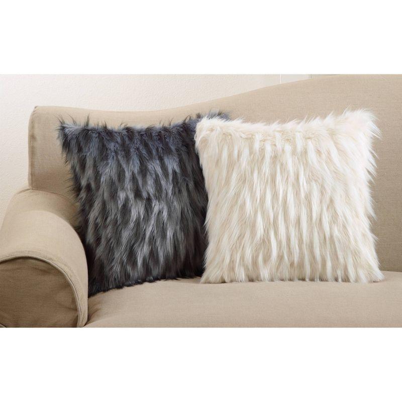 Chevron Faux Fur Throw Pillow