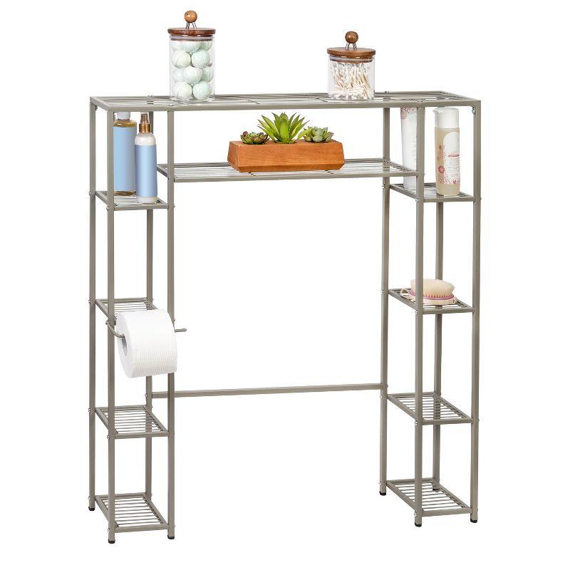 Satin Nickel 5-Tier Steel Over-the-Toilet Storage Shelf