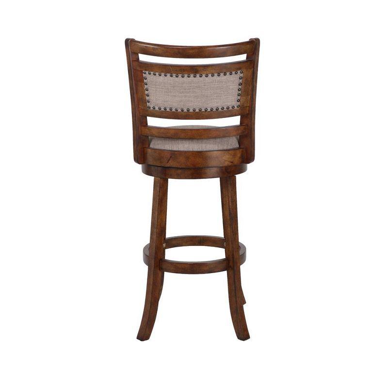 New Classic Furniture, Aberdeen Wood Swivel Bar Stool with Fabric Seat in Dark Brown, Brown