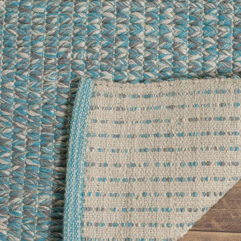 Coastal Breeze Turquoise Cotton 2'3" x 7' Handwoven Runner Rug