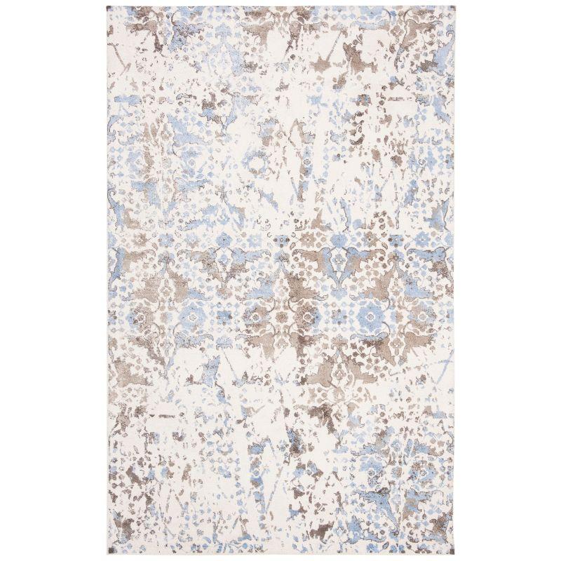 Ivory and Blue Tufted Handmade Wool and Viscose 6' x 9' Area Rug