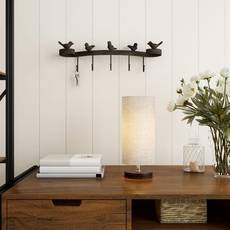 Hastings Home Cylinder Lamp Adjustable Height with Wooden Base and LED Bulb