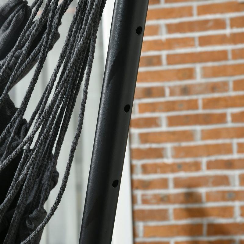 Outsunny U Shape Stand Hammock Chair, Headrest Include Hammock Swing, Dark Gray