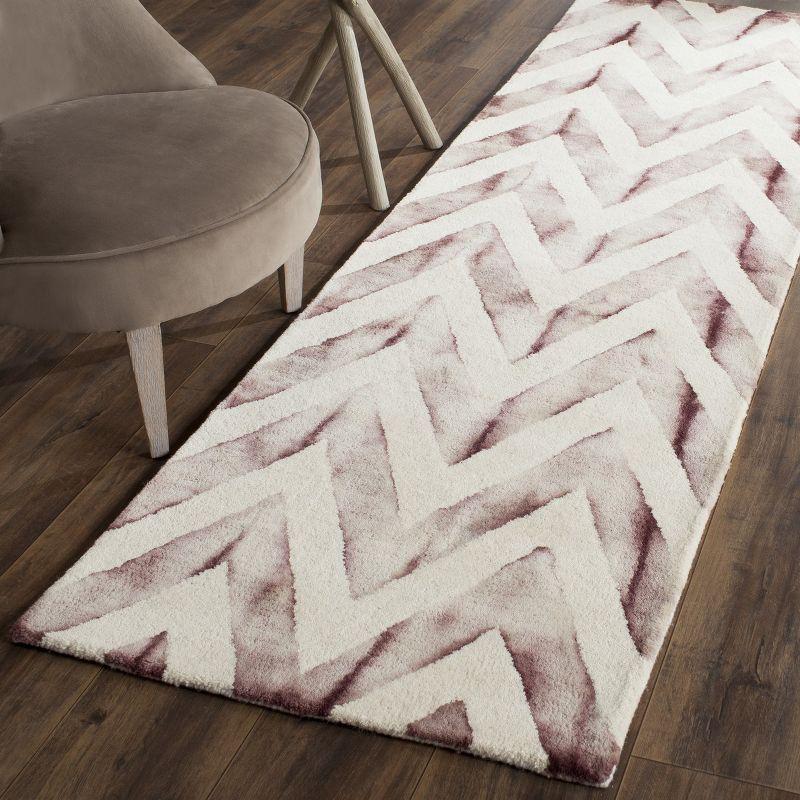 Ivory Maroon Hand-Tufted Wool Runner Rug 27"x12"