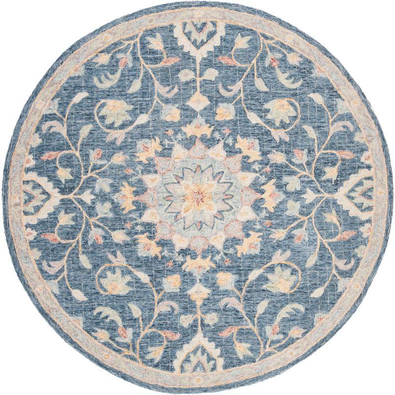 Blossom BLM813 Hand Tufted Area Rug - Navy/Multi - 6' Round - Safavieh.