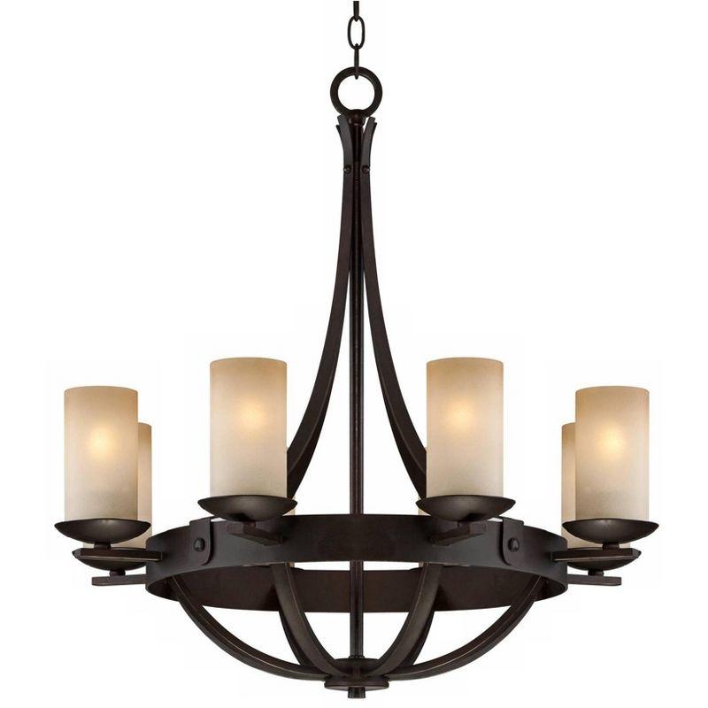 Industrial Bronze 8-Light Chandelier with Scavo Glass Shades