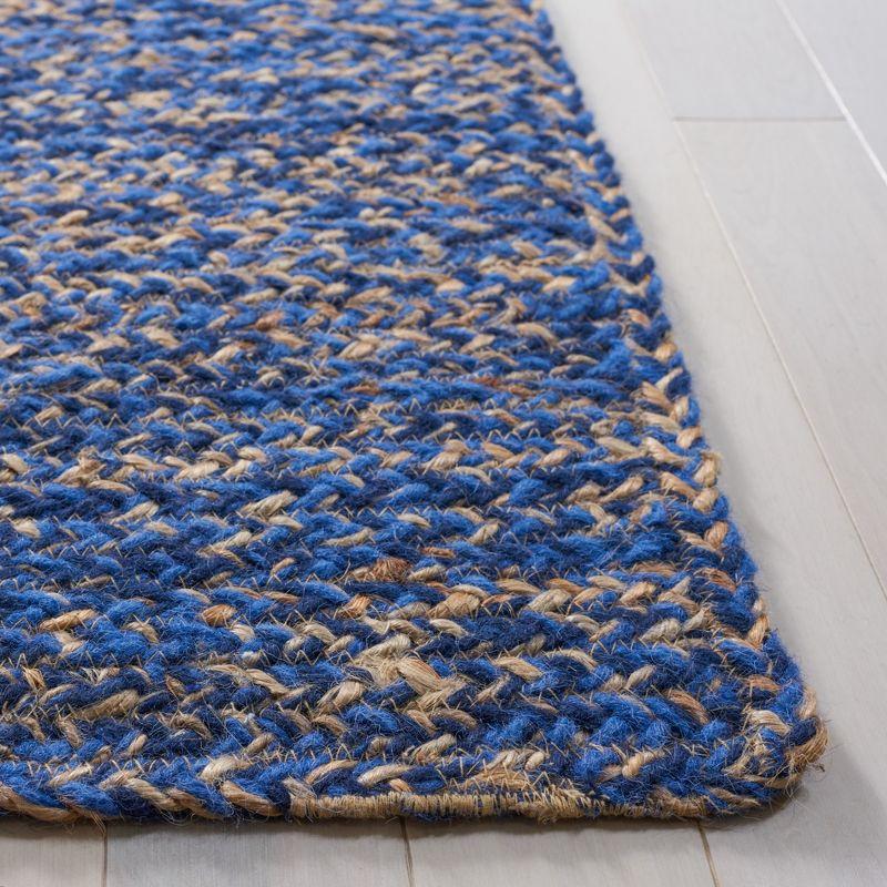 Handmade Blue Wool Rectangular Area Rug, 5' x 8'