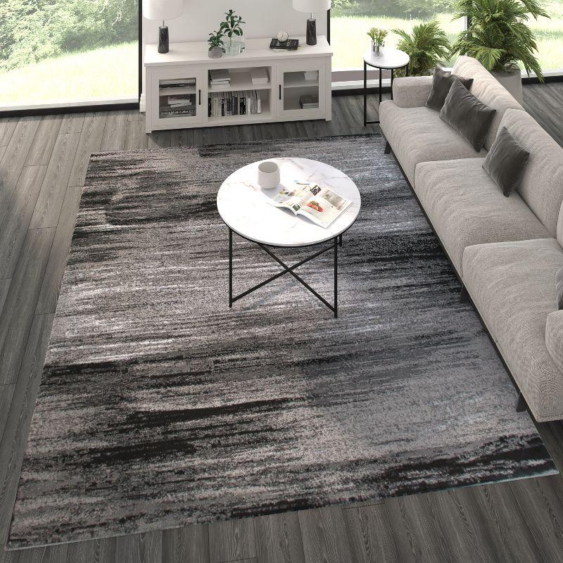 Gray and Black Tufted Rectangular 8' x 10' Synthetic Area Rug