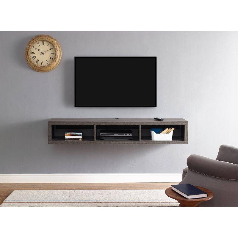 Contemporary 60" Gray Laminated Wood Floating TV Console