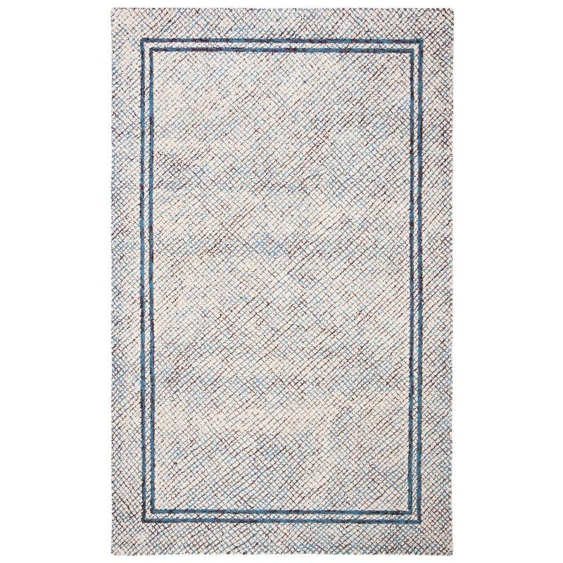 Ivory Abstract Handmade Wool Tufted Rectangular Rug 5' x 8'