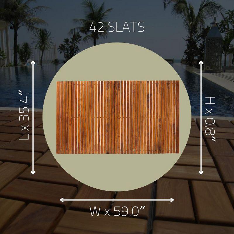 Nordic Teak 59" x 35" Extra Large Oiled Shower and Bath String Mat with Rubber Footing - Brown