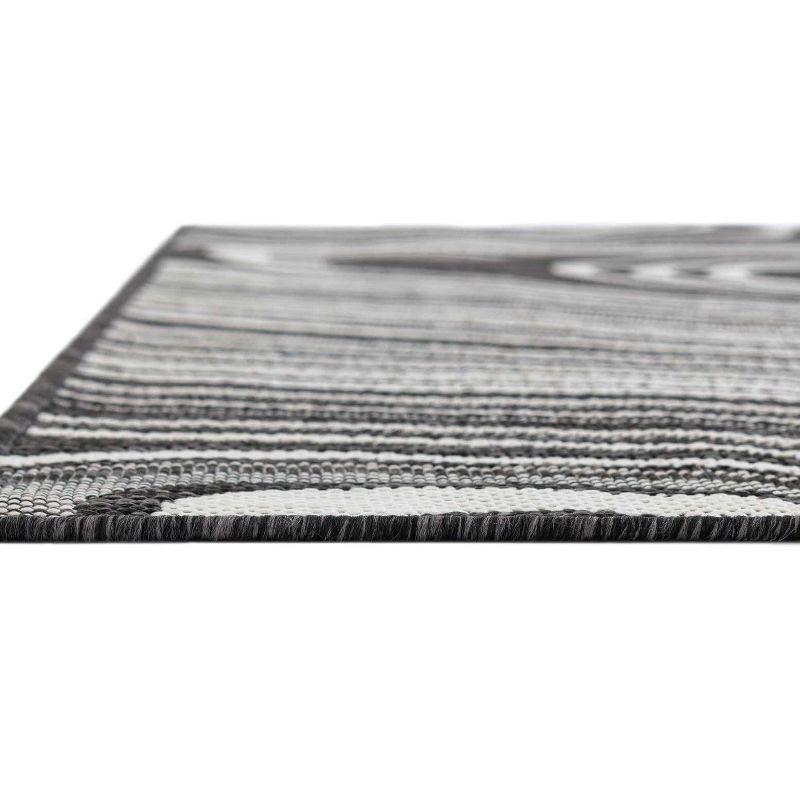 Charcoal and Gray Abstract Outdoor Rectangular Rug, 6' x 9'