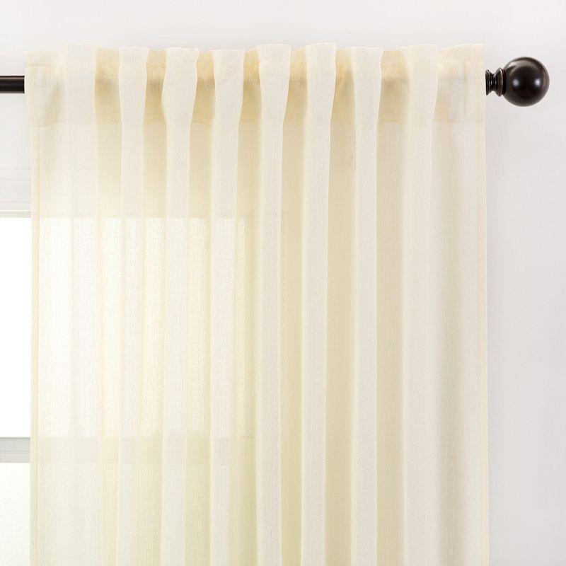 Chanasya 2pk Faux Belgian Flax Semi Sheer Window Curtain Panels - Set of 2 - 52 x 96 Inches Long - Yellow