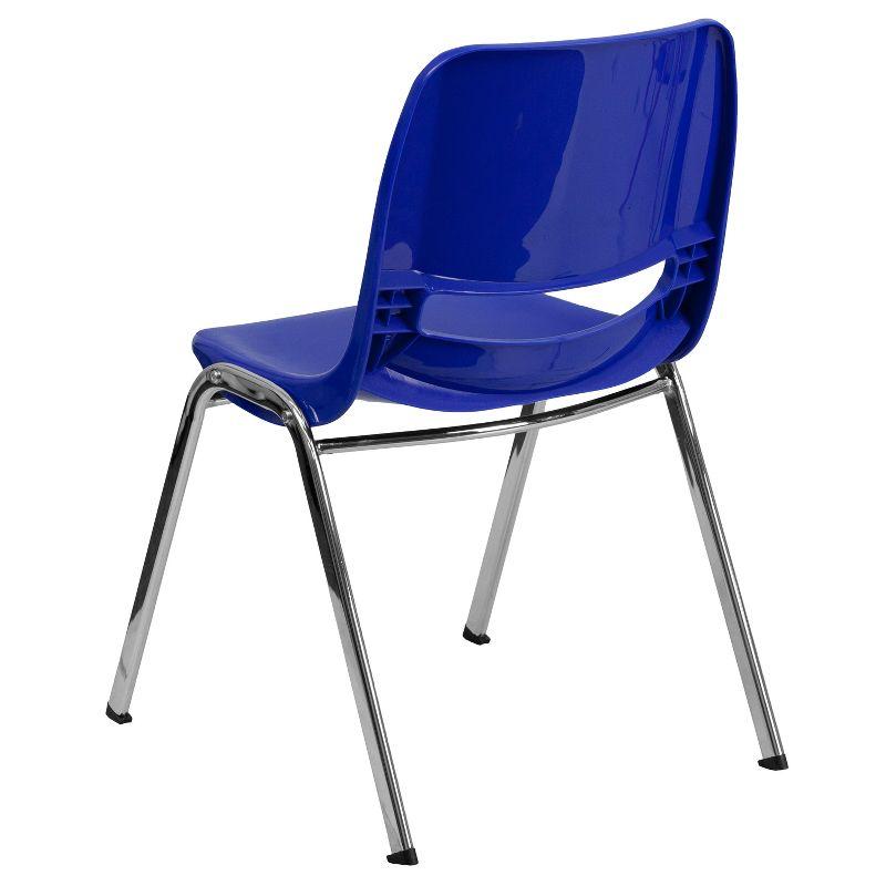 Navy Plastic and Chrome 16'' Ergonomic Shell Stack Chair