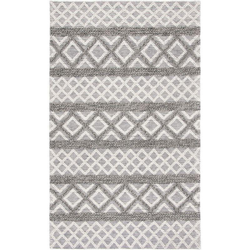 Vermont VRM211 Hand Woven Area Rug - Ivory/Dark Grey - 3'x5' - Safavieh.