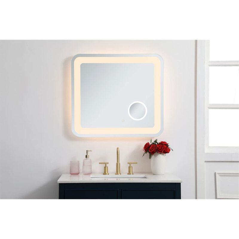 Elegant Lighting Lux 27in x 30in Hardwired LED mirror with magnifier and color changing temperature 3000K/4200K/6000K