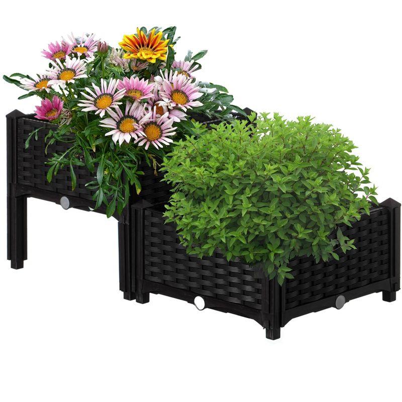 Rattan Raised Garden Bed Flower Planter