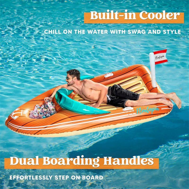 Joyfy Inflatable Pool Floats Raft with Reinforced Cooler, Funny Giant Boat Pool Float, Swimming Pool Party Beach Lake Pool Lounge Float for Family