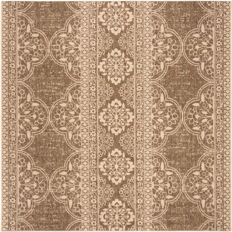 Beach House BHS174 POWER LOOMED Indoor/Outdoor Area Rug - Cream/Beige - 4'x4' - Safavieh