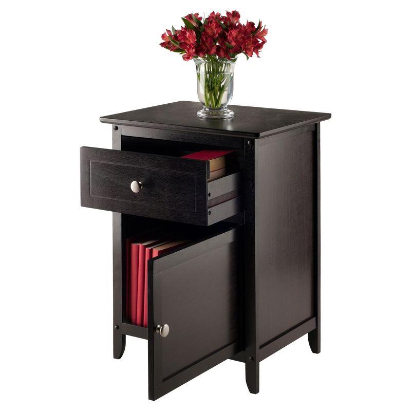 Espresso Transitional Wood Nightstand with Drawer and Cabinet