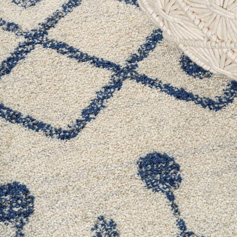 Aksil Moroccan Cream and Navy 5 x 8 Area Rug