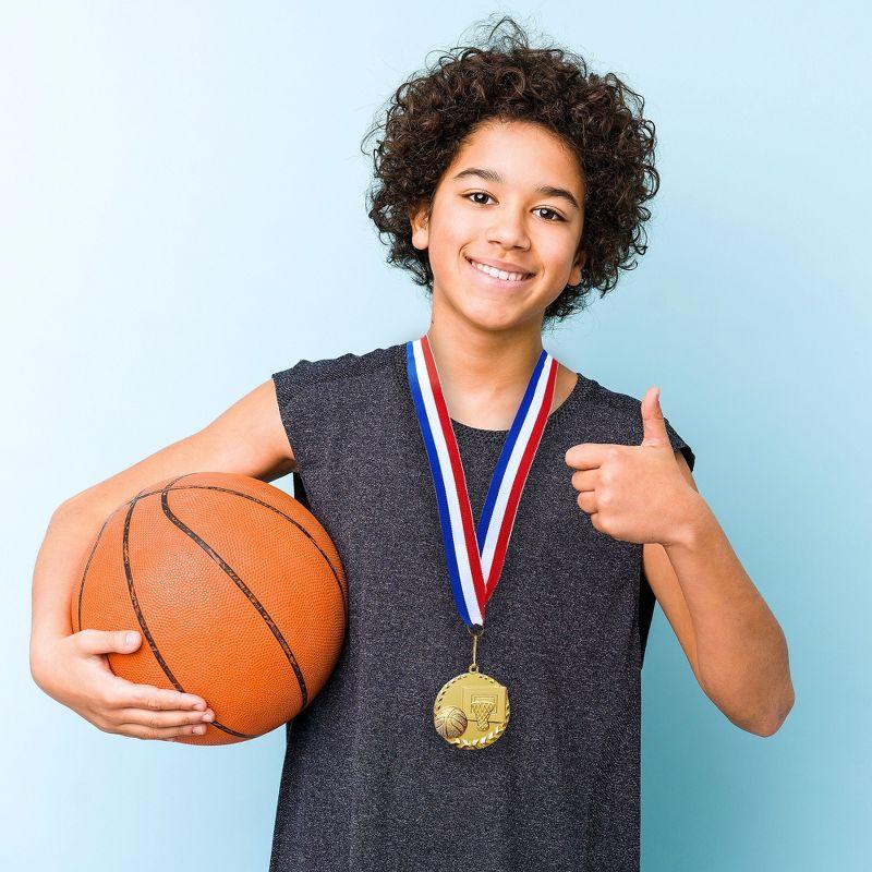 Juvale 12 Pack Basketball Medals for All Ages, Gold Metal Team Awards Trophy, Sports Party Favors, 2 in