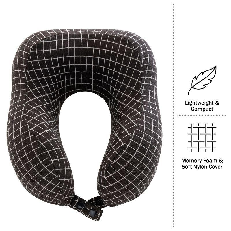 Travel Pillow - Memory Foam Pillow with Washable Cover - Neck Pillows for Sleeping on Airplanes, Trains, Cars, and Buses by Home-Complete (Black)