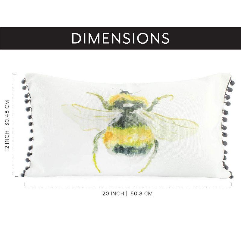 AuldHome Design 12x20 Throw Pillow Covers, Honey Bee Themed; Lumbar Pillow Cloth Covers (12 x 20 Inch)