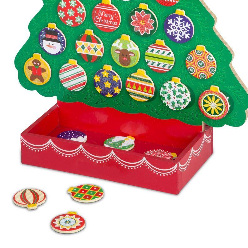 Green Wooden Christmas Tree Advent Calendar with Magnetic Ornaments