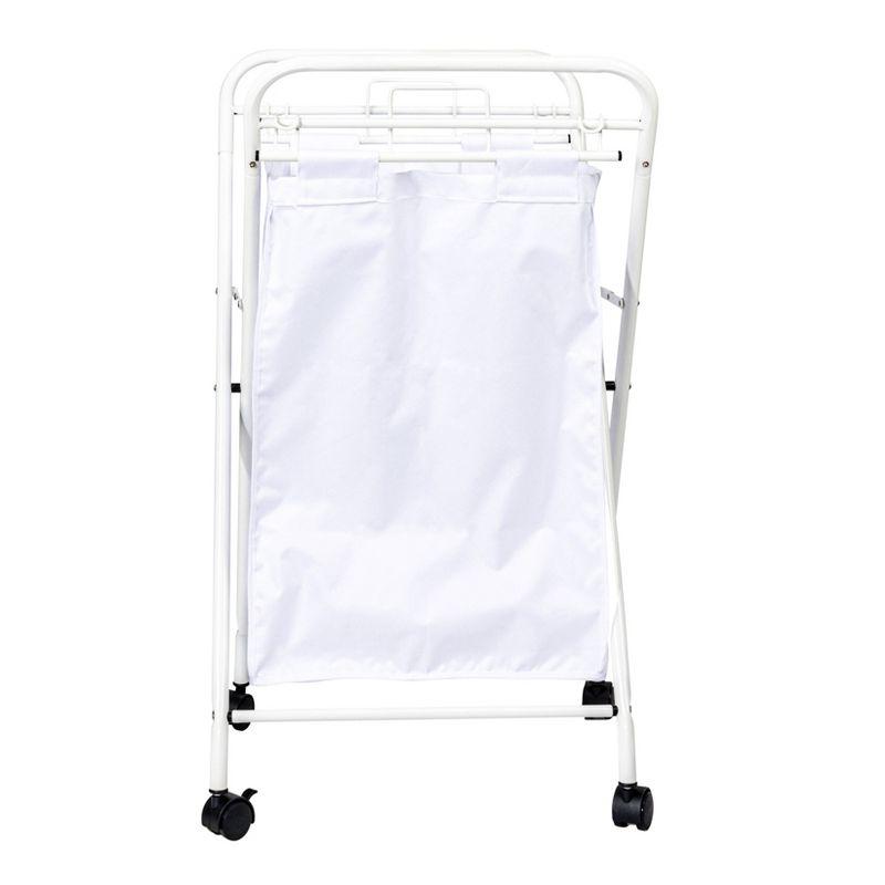 Household Essentials Rolling Laundry Hamper Heavy Duty Canvas Bag 2 Load Capacity Foldable Frame Black Bag