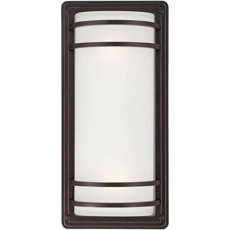 Modern Bronze Wall Sconce with Opal Glass Shade