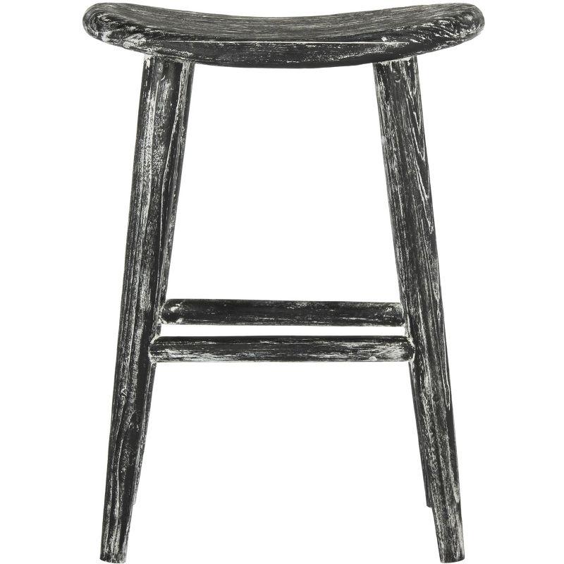 Colton Wood Counter Stool - Black/White Wash/Sungkai Wood - Safavieh