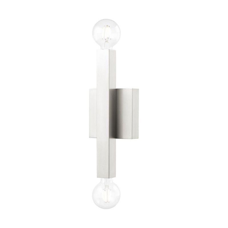 2-Light Brushed Nickel ADA Wall Sconce: with Stainless Steel Base for Modern Lighting