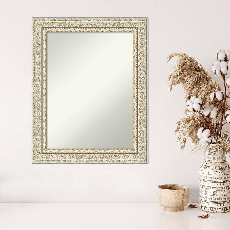 24" x 30" Non-Beveled Fair Baroque Cream Wood Wall Mirror - Amanti Art: Modern Decorative Rectangular, No Assembly Required