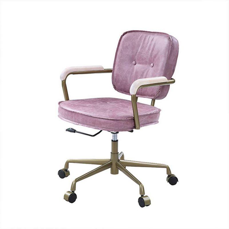 25" Siecross Grain Leather Reclining Accent Chair Pink - Acme Furniture: Swivel, Metal Frame, No Assembly