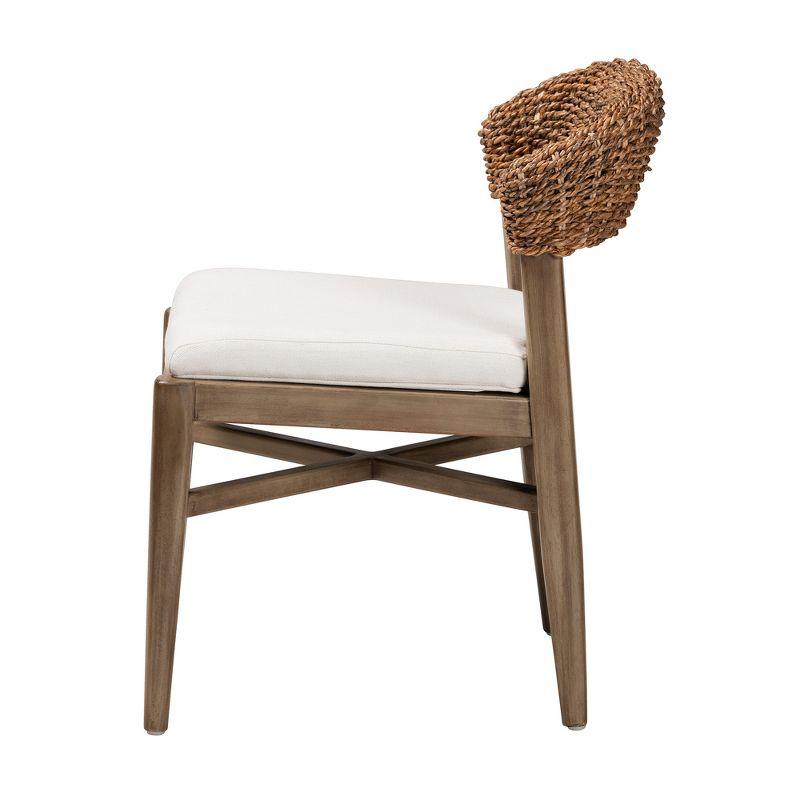 bali & pari Chloe Modern Bohemian Walnut Brown Finished Mahogany Wood and Natural Rattan Dining Chair