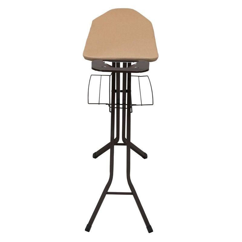 Household Essentials Ironing Center Mesh Steel Top Bronze: Adjustable Non-Slip Ironing Board with Iron Rest