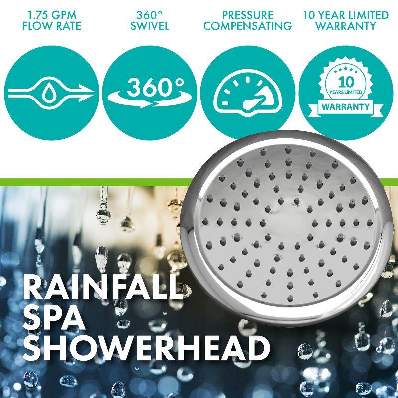 Niagara Conservation Rainfall Spa 1-Spray with 1.75 GPM 8 in. Wall Mount Adjustable Fixed Shower Head