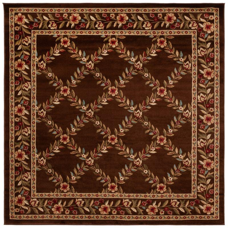 Lyndhurst LNH557 Power Loomed Area Rug - Brown/Brown - 6'7"x6'7" - Safavieh