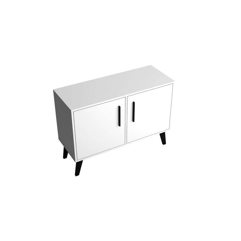 Amsterdam Double Side Table 2.0 White - Manhattan Comfort: Mid-Century Buffet, 2-Door Cabinet