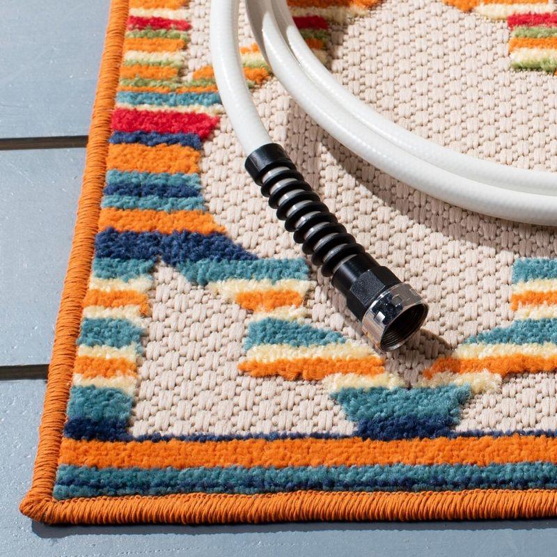 Cabana CBN333 Power Loomed UV Resistant Indoor/Outdoor Area Rug - Ivory/Orange - 4'5"x6'5" - Safavieh