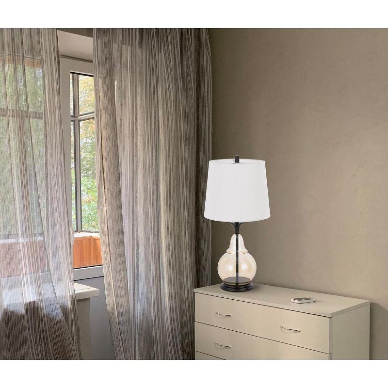 Cal Lighting 150W 3 way Kittery glass table lamp with hardback fabric shade