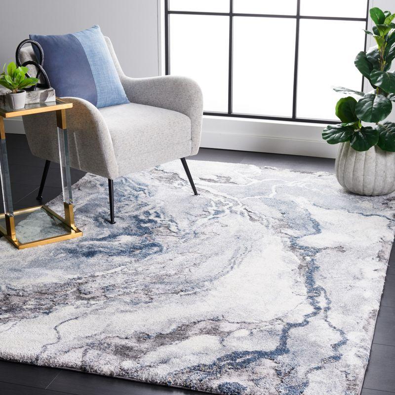 Cyrus Shag CYR121 Power Loomed Indoor Area Rug - Ivory/Blue - 6'7"x9'2" - Safavieh