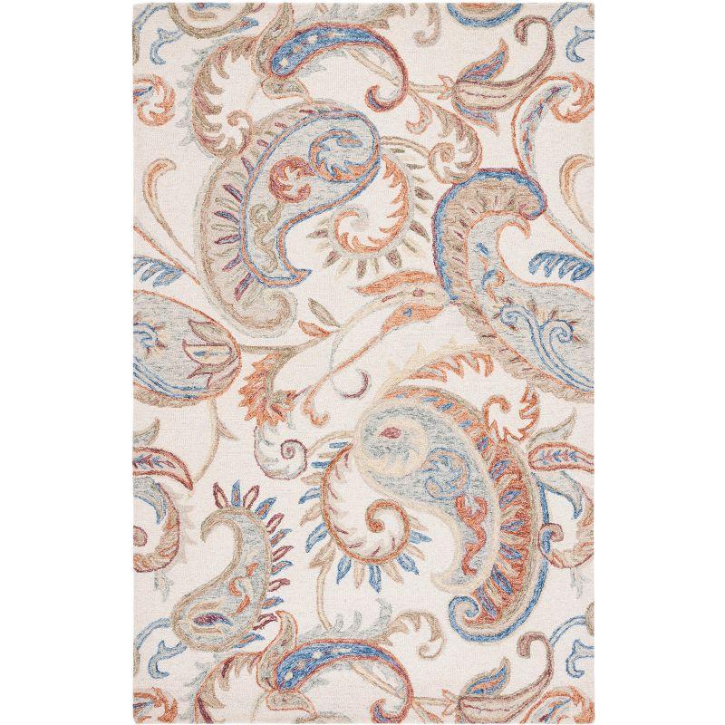 Ivory and Rust Hand-Tufted Wool Area Rug, 3' x 5'