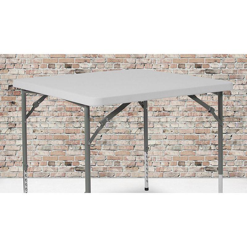 Emma and Oliver 2.79-Foot Square Height Adjustable Granite White Plastic Folding Table