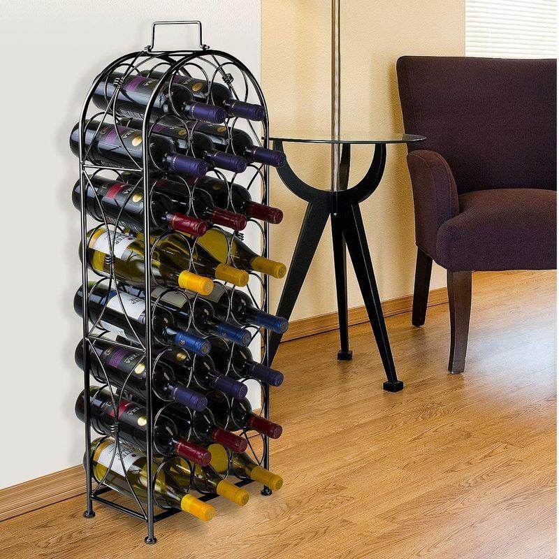 Sorbus Black Metal 23-Bottle Bordeaux Chateau Wine Rack